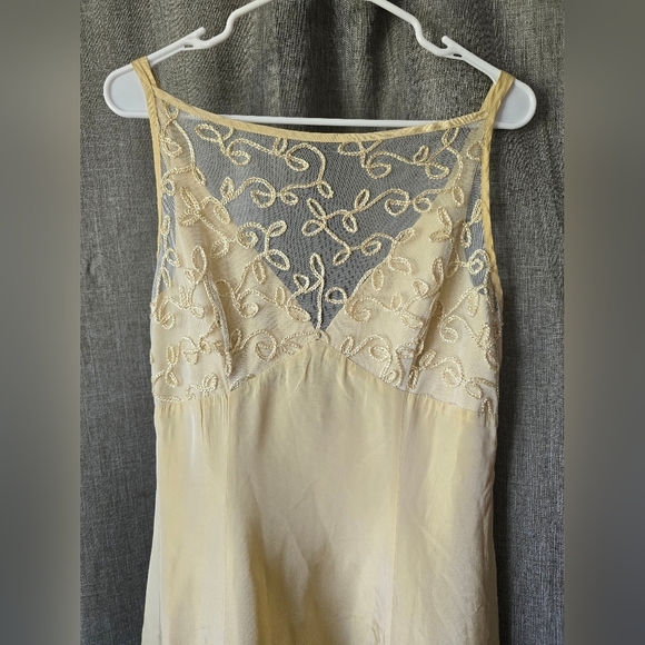 Vtg Y2k Scene Gold Sheer Top Square Neck Prom Dress Gown Size 9/10 - Picture 2 of 7